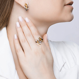 Кольцо SOKOLOV - Серебро 925, Фианит, Цитрин (арт. 92011502)