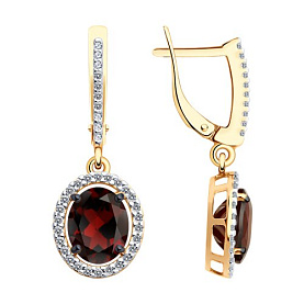 Серьги Diamant - Серебро 925, Гранат, Фианит (арт. 93-321-01999-3)