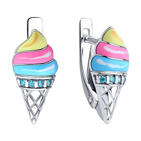 Серьги Diamant - Серебро 925, Фианит, Эмаль (арт. 94-120-02224-1)