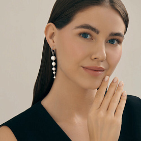 Серьги SOKOLOV - Серебро 925, Жемчуг имитация, Фианит (арт. 94027108)