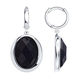 Серьги Diamant - Серебро 925, Авантюриновое стекло (арт. 94-321-02318-1)