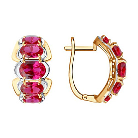 Серьги SOKOLOV - Золото 375, Синтетический рубин (арт. 37724566)