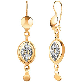 Серьги Атолл - Золото 585, Фианит (арт. 2687)