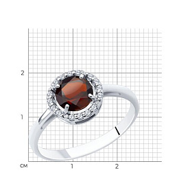 Кольцо SOKOLOV - Серебро 925, Гранат, Фианит (арт. 92011018)