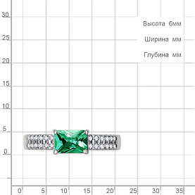 Кольцо Аквамарин - Серебро 925, Синтетический изумруд, Фианит (арт. 600250АГ.5)
