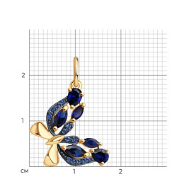 Подвеска SOKOLOV - Золото 375, Синтетический сапфир , Фианит (арт. 37731565)