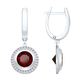 Серьги SOKOLOV - Серебро 925, Гранат, Фианит (арт. 92022056)