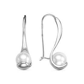 Серьги Красная пресня - Серебро 925, Жемчуг имитация (арт. 3366070Д)