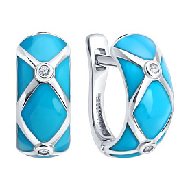Серьги Diamant - Серебро 925, Фианит, Эмаль (арт. 94-120-00235-1)