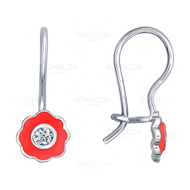 Серьги SOKOLOV - Серебро 925, Фианит, Эмаль (арт. 94021637)