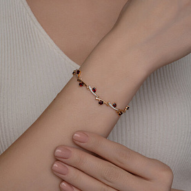 Браслет SOKOLOV - Золото 585, Гранат, Фианит (арт. 750557)
