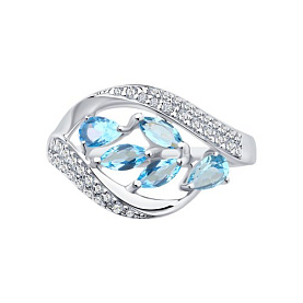 Кольцо SOKOLOV - Серебро 925, Топаз, Фианит (арт. 92011363)