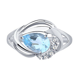 Кольцо SOKOLOV - Серебро 925, Топаз, Фианит (арт. 92011915)