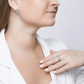 Серьги SOKOLOV - Серебро 925, Топаз, Фианит (арт. 92021139)