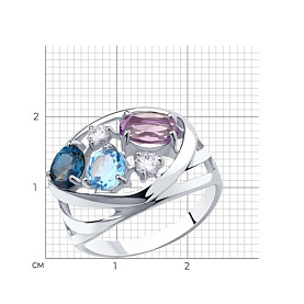 Кольцо Diamant - Серебро 925, Аметист, Топаз, Топаз лондон, Фианит (арт. 94-310-00658-1)