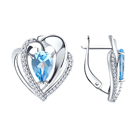 Серьги Diamant - Серебро 925, Топаз, Фианит (арт. 94-320-00545-2)