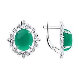 Серьги SOKOLOV - Серебро 925, Агат, Фианит (арт. 92023120)