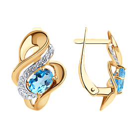Серьги SOKOLOV - Золото 585, Топаз, Фианит (арт. 725071)