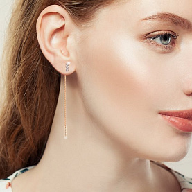 Серьги Аквамарин - Серебро 925, Фианит (арт. 48500А.6)