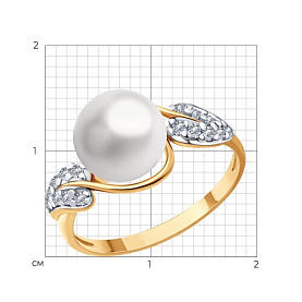 Кольцо Diamant - Серебро 925, Жемчуг культивированный, Фианит (арт. 93-310-01935-1)