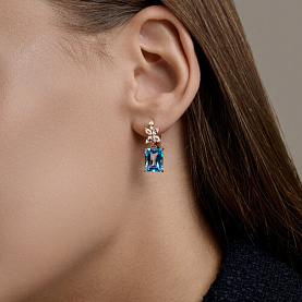 Серьги SOKOLOV - Золото 585, Горный хрусталь, Топаз (арт. 729325)