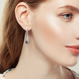 Серьги Аквамарин - Серебро 925, Кварц, Фианит (арт. 4968301А.5)