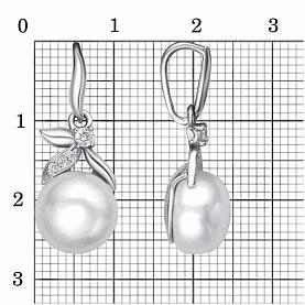 Подвеска Красная пресня - Серебро 925, Жемчуг культивированный, Фианит (арт. 53312468Д)