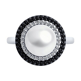 Кольцо Diamant - Серебро 925, Жемчуг культивированный, Фианит, Шпинель (арт. 94-310-01918-1)