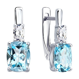 Серьги SOKOLOV - Серебро 925, Топаз, Фианит (арт. 92023173)