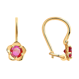 Серьги SOKOLOV - Золото 585, Синтетический рубин (арт. 727469)