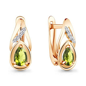 Серьги Аквамарин - Золото 375, Фианит, Хризолит (арт. 4734507А.8)