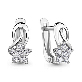 Серьги Аквамарин - Серебро 925, Фианит (арт. 45376А.5)