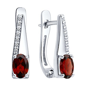 Серьги SOKOLOV - Серебро 925, Гранат, Фианит (арт. 92023283)