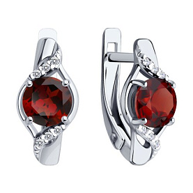 Серьги Diamant - Серебро 925, Гранат, Фианит (арт. 94-320-00175-2)