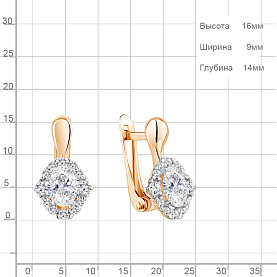 Серьги Аквамарин - Серебро 925, Фианит (арт. 49176А.6)
