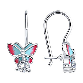 Серьги SOKOLOV - Серебро 925, Фианит, Эмаль (арт. 94021194)