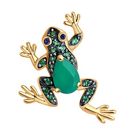 Подвеска SOKOLOV - Золото 585, Агат, Синтетический сапфир , Фианит (арт. 732377)