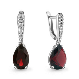 Серьги Аквамарин - Серебро 925, Синтетический гранат, Фианит (арт. 4749985А.5)