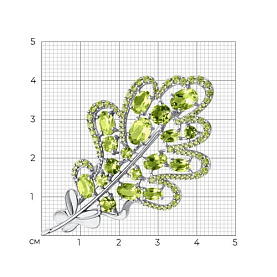 Брошь SOKOLOV - Серебро 925, Фианит, Хризолит (арт. 92040096)