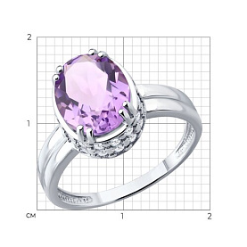 Кольцо SOKOLOV - Серебро 925, Аметист, Фианит (арт. 92014873)