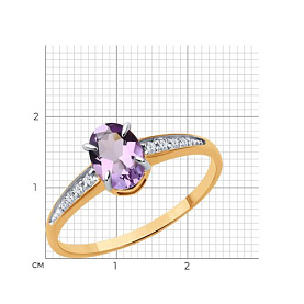 Кольцо SOKOLOV - Золото 585, Аметист, Фианит (арт. 51-310-01933-2)