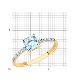 Кольцо SOKOLOV - Золото 375, Топаз, Фианит (арт. 37716117)