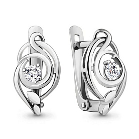 Серьги Аквамарин - Серебро 925, Фианит (арт. 49233А.5)