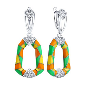 Серьги Diamant - Серебро 925, Фианит, Эмаль (арт. 94-121-00041-1)