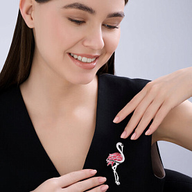 Брошь SOKOLOV - Серебро 925, Фианит, Эмаль (арт. 94049008)