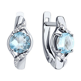 Серьги Diamant - Серебро 925, Топаз, Фианит (арт. 94-320-00175-1)