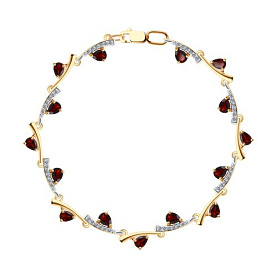 Браслет SOKOLOV - Золото 585, Гранат, Фианит (арт. 750557)