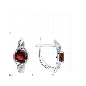 Серьги Diamant - Серебро 925, Гранат, Фианит (арт. 94-320-00175-2)