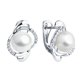 Серьги SOKOLOV - Серебро 925, Жемчуг культивированный, Фианит (арт. 92022940)