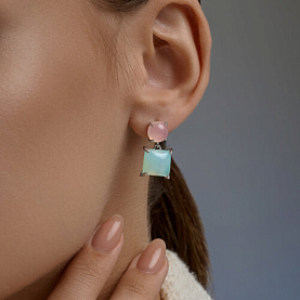 Серьги SOKOLOV - Серебро 925, Лунный камень, Халцедон (арт. 83020471)